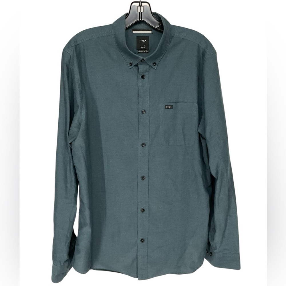RVCA / DARK TEAL GREEN Button Down Dress Shirt / Large